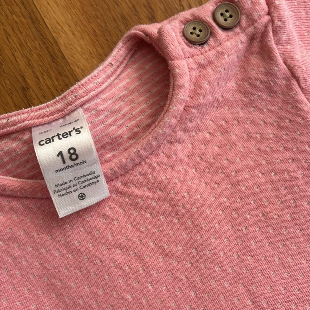 12M Carter's Long Sleeve Pink Polka Dot Bodysuit Dress